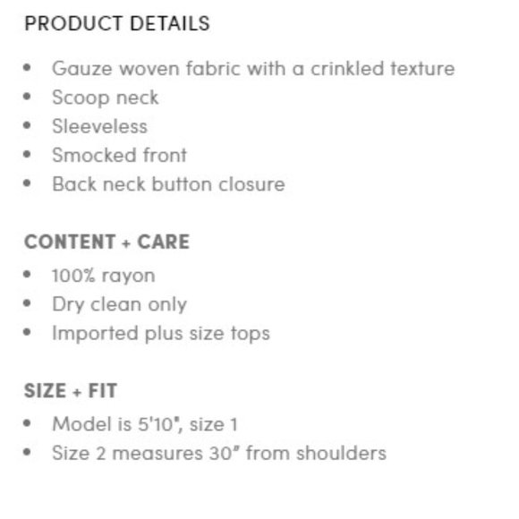 Torrid Black Smocked Tank Size 1 NWT - Picture 5 of 5